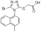 2-[[5-Bromo-4-(4-methylnaphthalen-1-yl)-4H-1,2,4-triazol-3-yl]thio]acetic acid molecular structure (CAS 1158970-49-0)