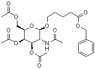 5-[[3,4,6-Tri-O-acetyl-2-(acetylamino)-2-deoxy-beta-D-galactopyranosyl]oxy]pentanoic acid phenylmethyl ester molecular structure (CAS 1159408-53-3)