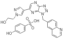 4-[1-(6-Quinolinylmethyl)-1H-1,2,3-triazolo[4,5-b]pyrazin-6-yl]-1H-pyrazole-1-ethanol 4-hydroxybenzenesulfonate molecular structure (CAS 1159490-85-3)