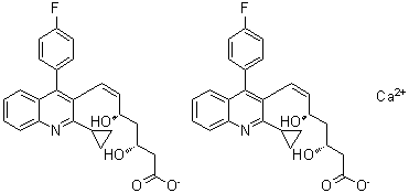 Calcium (3R,5S,6Z)-7-[2-cyclopropyl-4-(4-fluorophenyl)-3-quinolinyl]-3,5-dihydroxy-6-heptenoate (1:2) molecular structure (CAS 1159588-21-2)