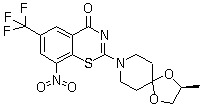 structure of CAS# 1161233-85-7, BTZ 043;2-[(2S)-2-Methyl-1,4-dioxa-8-azaspiro[4.5]decan-8-yl]-8-nitro-6-trifluoromethyl-4H-1,3-benzothiazin-4-one