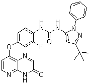 N-[4-[(3,4-二氢-3-氧代吡啶并[2,3-b]吡嗪-8-基)氧基]-2-氟苯基]-N'-[3-(1,1-二甲基乙基)-1-苯基-1H-吡唑-5-基]脲分子结构 (CAS 1163719-56-9)