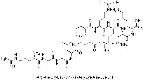 L-Arginyl-L-alanylglycyl-L-leucyl-L-glutaminyl-L-valyl-L-arginyl-L-lysyl-L-asparaginyl-L-lysine molecular structure (CAS 1164096-90-5)