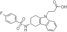 structure of CAS# 116649-85-5, Ramatroban;3R-[[(4-Fluorophenyl)sulfonyl]amino]-1,2,3,4-tetrahydro-9H-. carbazole-9-propanoic acid