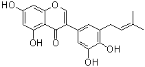 structure of CAS# 116709-70-7, Glycyrrhisoflavone;3-[3,4-Dihydroxy-5-(3-methyl-2-butenyl)phenyl]-5,7-dihydroxy-4H-1-benzopyran-4-one