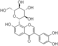 structure of CAS# 117060-54-5, 3'-Hydroxypuerarin;8-C-Glucosyl-7,3',4'-trihydroxyisoflavone