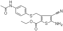 3-[[[4-(Acetylamino)phenyl]thio]methyl]-5-amino-4-cyano-2-thiophenecarboxylic acid ethyl ester molecular structure (CAS 1180837-73-3)