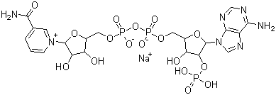 beta-烟酰胺腺嘌呤二核苷酸磷酸钠盐分子结构 (CAS 1184-16-3)