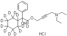 4-二乙基氨基丁-2-炔基 2-羟基-2-苯基-2-(1,2,2,3,3,4,4,5,5,6,6-十一氘环己基)乙酸酯盐酸盐分子结构 (CAS 1185151-95-4)