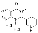 structure of CAS# 1185308-09-1, 2-[(3-Piperidinylmethyl)amino]-3-pyridinecarboxylic acid methyl ester hydrochloride