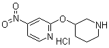 structure of CAS# 1185312-46-2, 5-Nitro-2-(3-piperidinyloxy)pyridine hydrochloride