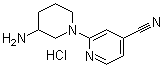 2-(3-Amino-1-piperidinyl)-4-pyridinecarbonitrile hydrochloride molecular structure (CAS 1185316-29-3)