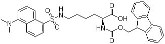 structure of CAS# 118584-90-0, N-Fmoc-N'-dansyl-L-lysine;Fmoc-Lys(dansyl)-OH; N-(9-Fluorenylmethyloxycarbonyl)-N'-dansyl-L-lysine
