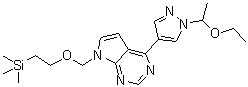 结构式 CAS# 1187595-88-5, 4-[1-(1-乙氧基乙基)-1H-吡唑-4-基]-7-[[2-(三甲基硅烷基)乙氧基]甲基]-7H-吡咯并[2,3-d]嘧啶