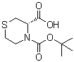 structure of CAS# 1187929-84-5, (3S)-3,4-Thiomorpholinedicarboxylic acid 4-(1,1-dimethylethyl) ester