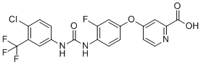 4-(4-(3-(4-Chloro-3-(trifluoromethyl)phenyl)ureido)-3-fluorophenoxy)picolinic acid molecular structure (CAS 1187945-05-6)