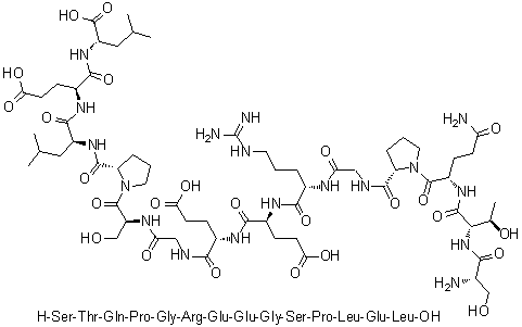 L-Seryl-L-threonyl-L-glutaminyl-L-prolylglycyl-L-arginyl-L-alpha-glutamyl-L-alpha-glutamylglycyl-L-seryl-L-prolyl-L-leucyl-L-alpha-glutamyl-L-leucine molecular structure (CAS 1188512-82-4)