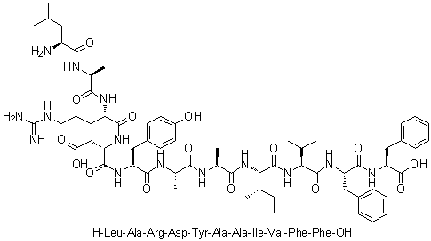 L-Leucyl-L-alanyl-L-arginyl-L-alpha-aspartyl-L-tyrosyl-L-alanyl-L-alanyl-L-isoleucyl-L-valyl-L-phenylalanyl-L-phenylalanine molecular structure (CAS 1188512-93-7)