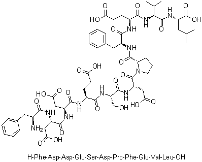 L-Phenylalanyl-L-alpha-aspartyl-L-alpha-aspartyl-L-alpha-glutamyl-L-seryl-L-alpha-aspartyl-L-prolyl-L-phenylalanyl-L-alpha-glutamyl-L-valyl-L-leucine molecular structure (CAS 1188512-98-2)
