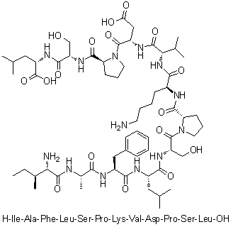 L-Isoleucyl-L-alanyl-L-phenylalanyl-L-leucyl-L-seryl-L-prolyl-L-lysyl-L-valyl-L-alpha-aspartyl-L-prolyl-L-seryl-L-leucine molecular structure (CAS 1188513-00-9)