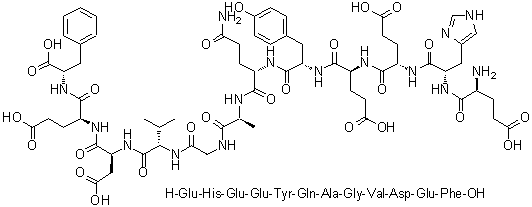 L-alpha-Glutamyl-L-histidyl-L-alpha-glutamyl-L-alpha-glutamyl-L-tyrosyl-L-glutaminyl-L-alanylglycyl-L-valyl-L-alpha-aspartyl-L-alpha-glutamyl-L-phenylalanine molecular structure (CAS 1188513-18-9)