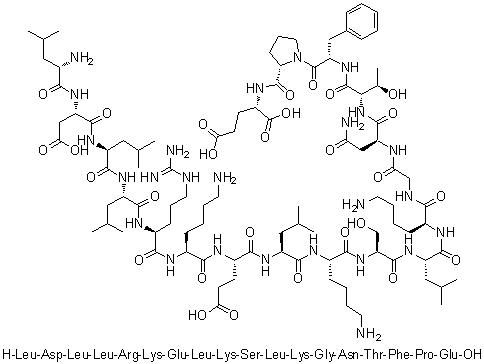 L-Leucyl-L-alpha-aspartyl-L-leucyl-L-leucyl-L-arginyl-L-lysyl-L-alpha-glutamyl-L-leucyl-L-lysyl-L-seryl-L-leucyl-L-lysylglycyl-L-asparaginyl-L-threonyl-L-phenylalanyl-L-prolyl-L-glutamic acid molecular structure (CAS 1188513-39-4)