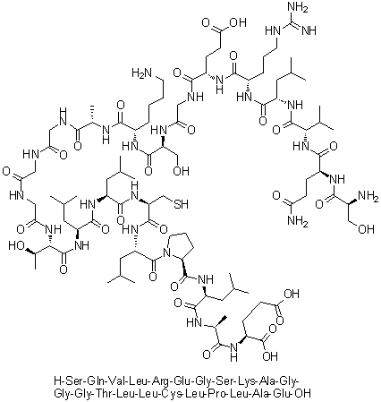 L-Seryl-L-glutaminyl-L-valyl-L-leucyl-L-arginyl-L-alpha-glutamylglycyl-L-seryl-L-lysyl-L-alanylglycylglycylglycyl-L-threonyl-L-leucyl-L-leucyl-L-cysteinyl-L-leucyl-L-prolyl-L-leucyl-L-alanyl-L-glutamic acid molecular structure (CAS 1188513-45-2)