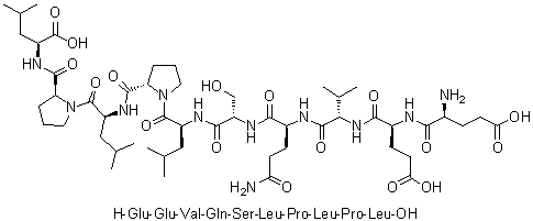 L-alpha-Glutamyl-L-alpha-glutamyl-L-valyl-L-glutaminyl-L-seryl-L-leucyl-L-prolyl-L-leucyl-L-prolyl-L-leucine molecular structure (CAS 1188513-50-9)