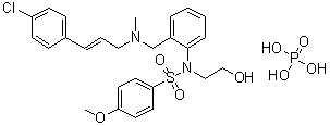 结构式 CAS# 1188890-41-6, N-[2-[[[(2E)-3-(4-氯苯基)-2-丙烯-1-基]甲基氨基]甲基]苯基]-N-(2-羟基乙基)-4-甲氧基苯磺酰胺磷酸盐