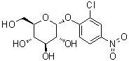 structure of CAS# 119047-14-2, 2-Chloro-4-nitrophenyl alpha-D-glucopyranoside;(2R,3R,4S,5S,6R)-2-(2-chloro-4-nitrophenoxy)-6-(hydroxymethyl)oxane-3,4,5-triol