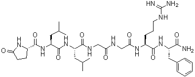 5-Oxo-L-prolyl-L-leucyl-L-leucylglycylglycyl-L-arginyl-L-phenylalaninamide molecular structure (CAS 119116-89-1)