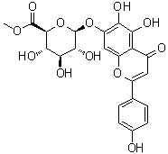 structure of CAS# 119262-68-9, 5,6-Dihydroxy-2-(4-hydroxyphenyl)-4-oxo-4H-1-benzopyran-7-yl beta-D-glucopyranosiduronic acid methyl ester