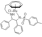 Chloro[N-[(1R,2R)-1,2-diphenyl-2-[[3-(eta6-phenyl)propyl]amino]ethyl]-4-methylbenzenesulfonamidato]ruthenium molecular structure (CAS 1192620-83-9)