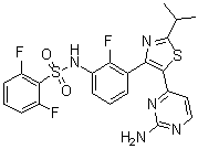 N-[3-[5-(2-Amino-4-pyrimidinyl)-2-(1-methylethyl)-4-thiazolyl]-2-fluorophenyl]-2,6-difluorobenzenesulfonamide molecular structure (CAS 1195765-47-9)