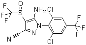 structure of CAS# 120068-37-3, Fipronil;5-Amino-1-[2,6-dichloro-4-(trifluoromethyl)phenyl]-4-[(trifluoromethyl)sulfinyl]-1H-pyrazole-3-carbonitrile