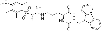 N-Fmoc-N'-(4-甲氧基-2,3,6-三甲基苯磺酰基)-D-精氨酸分子结构 (CAS 120075-24-3)