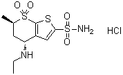 trans-4-(Ethylamino)-5,6-dihydro-6-methyl-4H-thieno[2,3-b]thiopyran-2-sulfonamide 7,7-dioxide monohydrochloride molecular structure (CAS 120279-36-9)