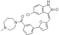 (3E)-5-Chloro-3-[[5-[3-[(hexahydro-4-methyl-1H-1,4-diazepin-1-yl)carbonyl]phenyl]-2-furanyl]methylene]-1,3-dihydro-2H-indol-2-one molecular structure (CAS 1202916-90-2)