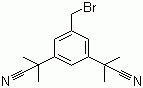 structure of CAS# 120511-84-4, 3,5-Bis(2-cyanoprop-2-yl)benzyl bromide;2,2'-(5-Bromomethyl-1,3-phenylene di(2-methylpropiononitrile); 5-(Bromomethyl)-a,a,a',a'-tetramethyl-1,3-benzenediacetonitrile