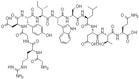 Glycyl-L-arginylglycyl-L-alpha-aspartyl-L-tyrosyl-L-isoleucyl-L-tryptophyl-L-seryl-L-leucyl-L-alpha-aspartyl-L-threonyl-L-glutamine molecular structure (CAS 1206525-47-4)