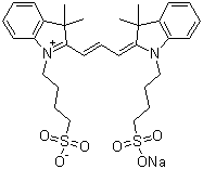 2-[3-[3,3-Dimethyl-1-(4-sulfobutyl)-1,3-dihydroindol-2-ylidene]propenyl]-3,3-dimethyl-1-(4-sulfobutyl)-3H-indolium inner salt sodium salt molecular structure (CAS 120724-84-7)