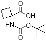 structure of CAS# 120728-10-1, N-Boc-1-aminocyclobutanecarboxylic acid;Boc-cyclovaline; 1-(Boc-amino)cyclobutanecarboxylic acid