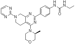 N-Ethyl-N'-[4-[5,6,7,8-tetrahydro-4-[(3S)-3-methyl-4-morpholinyl]-7-(2-pyrimidinyl)pyrido[3,4-d]pyrimidin-2-yl]phenyl]urea molecular structure (CAS 1207358-59-5)