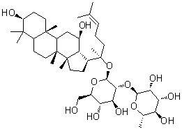 (3beta,12beta,20S)-Trihydroxydammar-24-ene 20-O-[alpha-rhamnopyranosyl-(1→2)]-beta-glucopyranoside molecular structure (CAS 1207861-69-5)