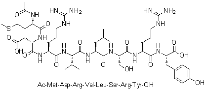 N-乙酰基-L-蛋氨酰-L-alpha-天冬氨酰-L-精氨酰-L-缬氨酰-L-亮氨酰-L-丝氨酰-L-精氨酰-L-酪氨酸分子结构 (CAS 120944-71-0)
