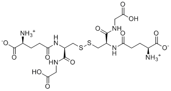 结构式 CAS# 121-24-4, (2S)-2-铵基-5-[[(2R)-3-[[(2R)-2-[[(4S)-4-铵基-4-羧基丁酰基]氨基]-3-(羧甲基氨基)-3-氧代丙基]二硫基]-1-(羧甲基氨基)-1-氧代丙烷-2-基]氨基]-5-氧代戊酸酯