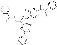 N-[1-[3,5-Di-O-benzoyl-2-deoxy-2-fluoro-beta-D-arabinofuranosyl]-1,2-dihydro-2-oxo-4-pyrimidinyl]benzamide molecular structure (CAS 121353-90-0)