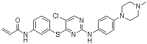 结构式 CAS# 1214265-57-2, WZ 8040; N-[3-[[5-氯-2-[[4-(4-甲基-1-哌嗪基)苯基]氨基]-4-嘧啶基]硫基]苯基]-2-丙烯酰胺