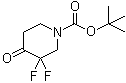 structure of CAS# 1215071-17-2, tert-Butyl 3,3-difluoro-4-oxopiperidine-1-carboxylate;1-(tert-Butyloxycarbonyl)-3,3-difluoro-4-oxopiperidine; 3,3-Difluoro-4-oxo-piperidine-1-carboxylic acid tert-butyl ester