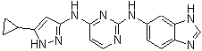 N2-1H-Benzimidazol-6-yl-N4-(5-cyclopropyl-1H-pyrazol-3-yl)-2,4-pyrimidinediamine molecular structure (CAS 1216665-49-4)